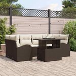 vidaXL Ensemble de canapé de jardin 7 Pièces Marron Poly rotin