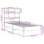 vidaXL Lit bibliothèque sans matelas cire marron 90x200 cm pin massif