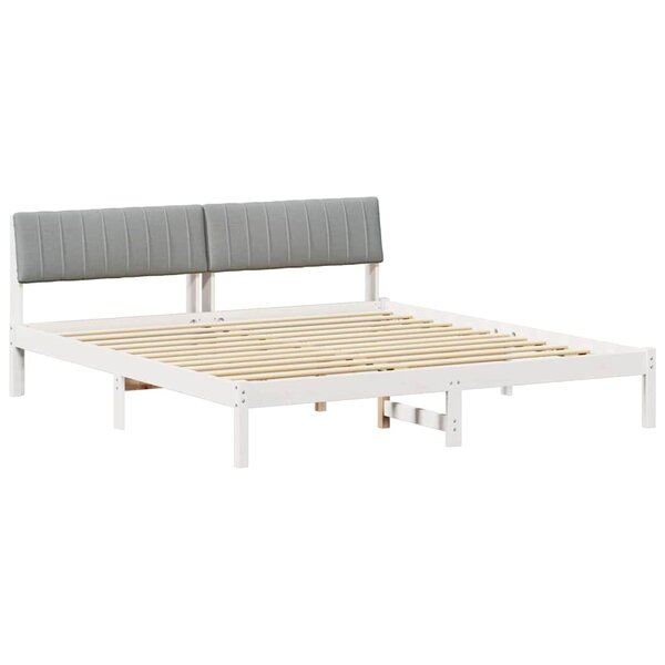 vidaXL Cadre de lit avec tête de lit Blanc et gris clair 180 x 200 cm