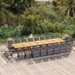 vidaXL Ensemble à manger de jardin coussins 21 Pièces Gris Résine tressée