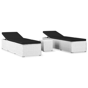 vidaXL Chaises longues de jardin table à thé 3Pièces Résine tressée Blanc