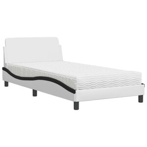 vidaXL Lit avec matelas Dover blanc et noir 100x200 cm similicuir