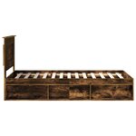 vidaXL Cadre de lit avec tête de lit Chêne fumé 75 x 190 cm Pin massif