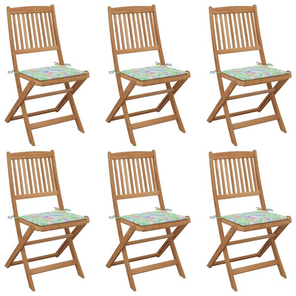 vidaXL Chaises pliables de jardin 6 Pièces avec coussins Bois d'acacia
