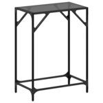 vidaXL Table console avec dessus en verre noir 60x35x81 cm acier