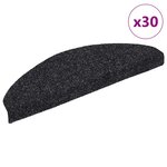 vidaXL Tapis d'escalier autocollants 30 pièces 65 x 21 x 4 cm Noir Demi-rond Grand