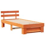 vidaXL Cadre de lit avec tête de lit Brun cire 100 x 200 cm Pin massif