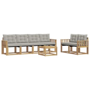 vidaXL Ensemble de canapés d'extérieur 7 Pièces Blanc et gris clair