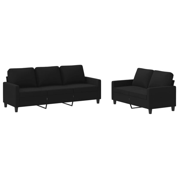 vidaXL Ensemble de canapés 2 Pièces avec coussins Noir Tissu