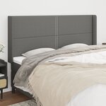 vidaXL Tête de lit avec oreilles Gris foncé 203x16x118/128 cm Tissu