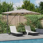 vidaXL Parasol déporté Roma de avec LEDs Taupe 286x285x270 cm Aluminium
