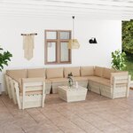 vidaXL Salon de jardin palette 10 Pièces avec coussins Épicéa imprégné