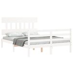 vidaXL Cadre de lit avec tête de lit blanc 140x190 cm bois massif