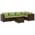 vidaXL Salon de jardin 6 Pièces avec coussins Marron Résine tressée