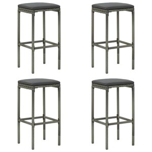 vidaXL Tabourets de bar avec coussins lot de 4 gris résine tressée