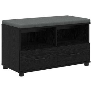 vidaXL Banc d'entrée avec coussin Chêne noir 80 x 38 x 46 cm