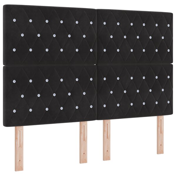 Lit Box Spring vidaXL avec Matelas et LED Noir 140x190 cm Velours