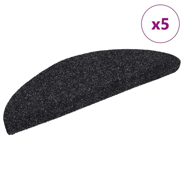 vidaXL Tapis d'escalier autocollants 5 pièces 56 x 17 x 3 cm Noir Demi-rond