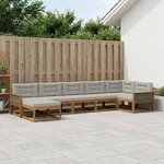 vidaXL Ensemble de canapés d'extérieur 7 Pièces Naturel et gris clair