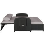 Tectake canapé de jardin crete 2 places avec housse de protection - noir/gris