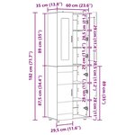 vidaXL Haut Armoire avec étagère FLORIN Chêne brun 60 x 35 x 182 cm