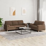 vidaXL Ensemble de canapés 2 Pièces avec coussins marron tissu