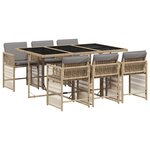 vidaXL Ensemble à manger de jardin coussins 7 Pièces mélange beige rotin