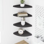 vidaXL Étagère flottante avec étagère 4 Pièces Noir 24 x 24 x 2 cm