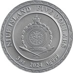 Pièce de monnaie en Argent 5 Dollars g 93.3 (3 oz) Millésime 2024 Divine Faces of the Sun DAZHBOG