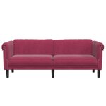 vidaXL Canapé à 3 places rouge bordeaux velours