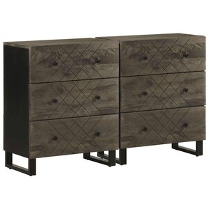 vidaXL Buffets 2 Pièces noir 60x33x75 cm bois massif de manguier