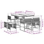 vidaXL Ensemble à manger de jardin et coussins 9 Pièces mélange beige