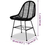 vidaXL Chaises à manger lot de 2 noir rotin naturel