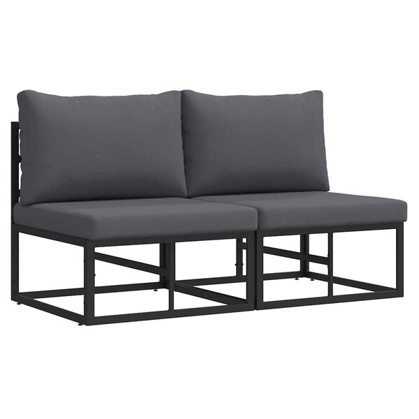 vidaXL Mobilier de jardin avec coussin avec oreiller Noir Aluminium