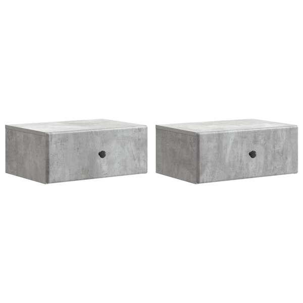 vidaXL Cabinet de chevet mural 2 Pièces Gris béton 49 x 34 5 x 20 cm