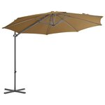 vidaXL Parasol en porte-à-faux avec mât en acier Taupe 300 cm