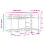 vidaXL Lit superposé avec rideaux bleu 80x200 cm bois pin massif