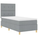vidaXL Lit Box Spring avec Matelas et Lumière LED Gris clair 90x200 cm Tissu