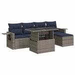 vidaXL Salon de jardin 6 Pièces avec coussins noir résine tressée acacia