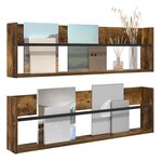 vidaXL Étagère à magazines 2 Pièces Chêne fumé 100 x 12 x 30 cm