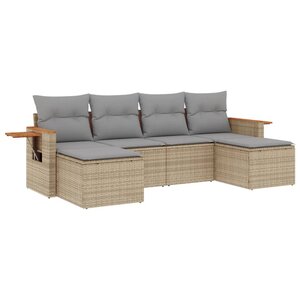 vidaXL Salon de jardin avec coussins 6 Pièces beige résine tressée