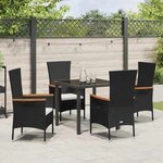 vidaXL Ensemble de salle à manger pour jardin 5 Pièces Noir Poly rotin