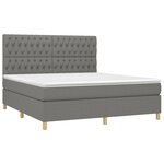 vidaXL Sommier à lattes de lit avec matelas Gris foncé 180x200cm Tissu