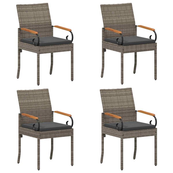 vidaXL Chaises de jardin avec coussin 4 Pièces Gris et Gris foncé