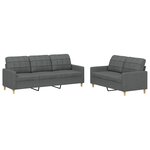 vidaXL Ensemble de canapés 2 Pièces avec coussins Gris foncé Tissu