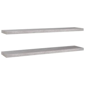 vidaXL Étagères murales flottantes 2 Pièces gris béton 120x23 5x3 8cm MDF