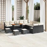 vidaXL Ensemble de canapé de jardin 14 Pièces Noir Poly rotin