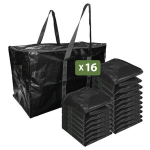 Pack and Move - Lot 16 Grands Sacs Déménagement Recyclé - Rangement Et Transport Ultra Résistant - Réutilisable - Poignées Solides - 100L