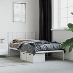 vidaXL Cadre de lit métal avec tête de lit blanc 107x203 cm