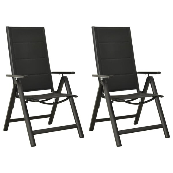 vidaXL Chaises pliables de jardin lot de 2 Textilène et aluminium Noir